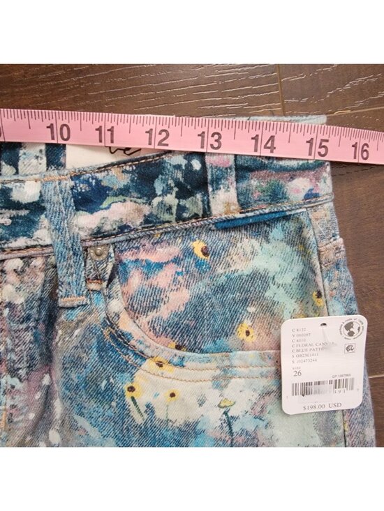 Free People Tennessee Low Rise Illusion Jeans Womens 26 Hand Painted 90s Retro - Picture 4 of 8